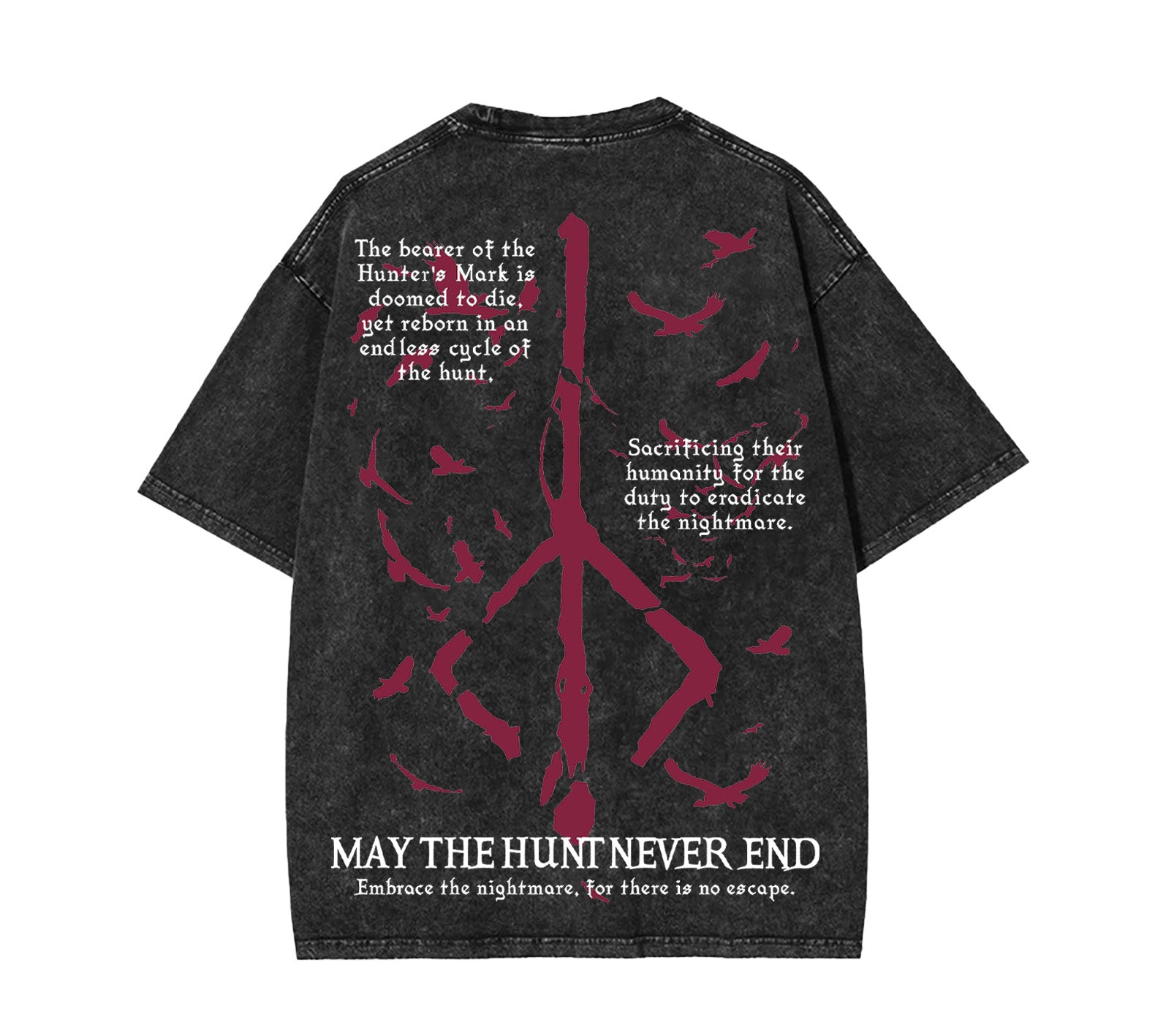 Bloodborne Double Printed Unisex Acid Washed Lightweight Cotton T-Shirt [TPR] - Image 3